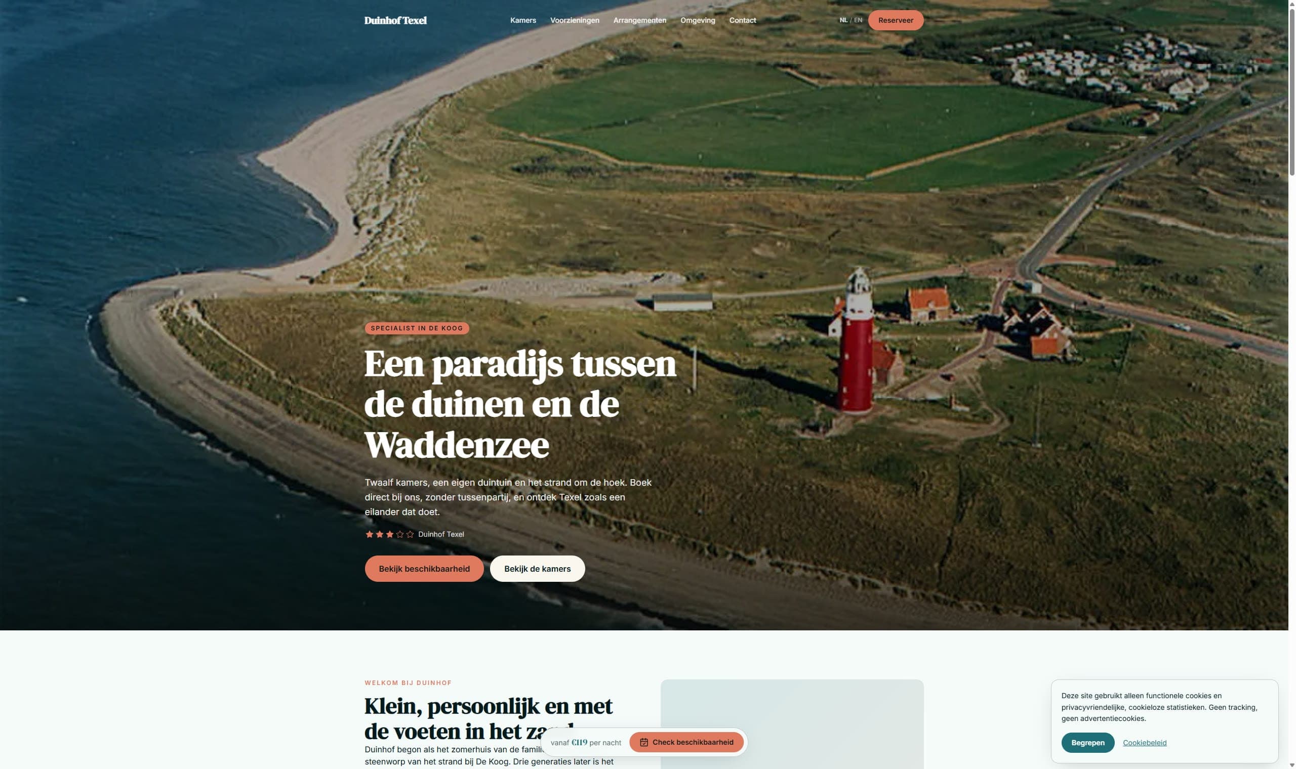Voorbeeld van een hotelsite gebouwd met Hotelmark